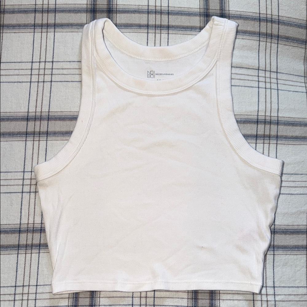 No Boundaries White Ribbed Crop Top
